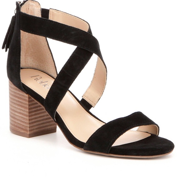 Reba Shoes - New Reba Quicker black suede tassel sandal shoe zipper size 6 suede  block heel